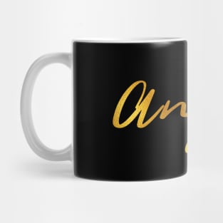 Angel Name Hand Lettering in Faux Gold Letters Mug